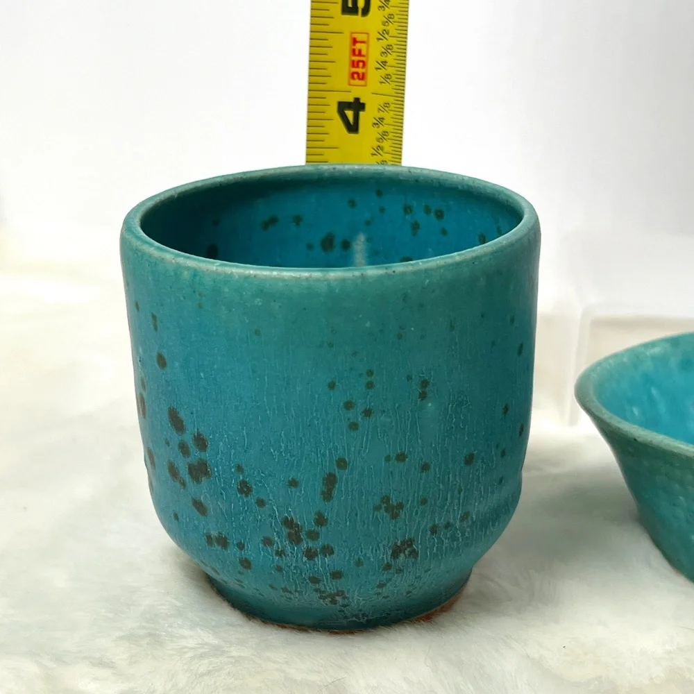 NC Handmade Pottery Trinket Dish Small Bowl and Drinking Mug Handcrafted Bundle
